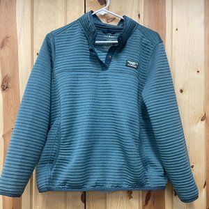 LL Bean Womens Size Large Petite Snap T Airlight Knit Pullover Jacket Cyan Color